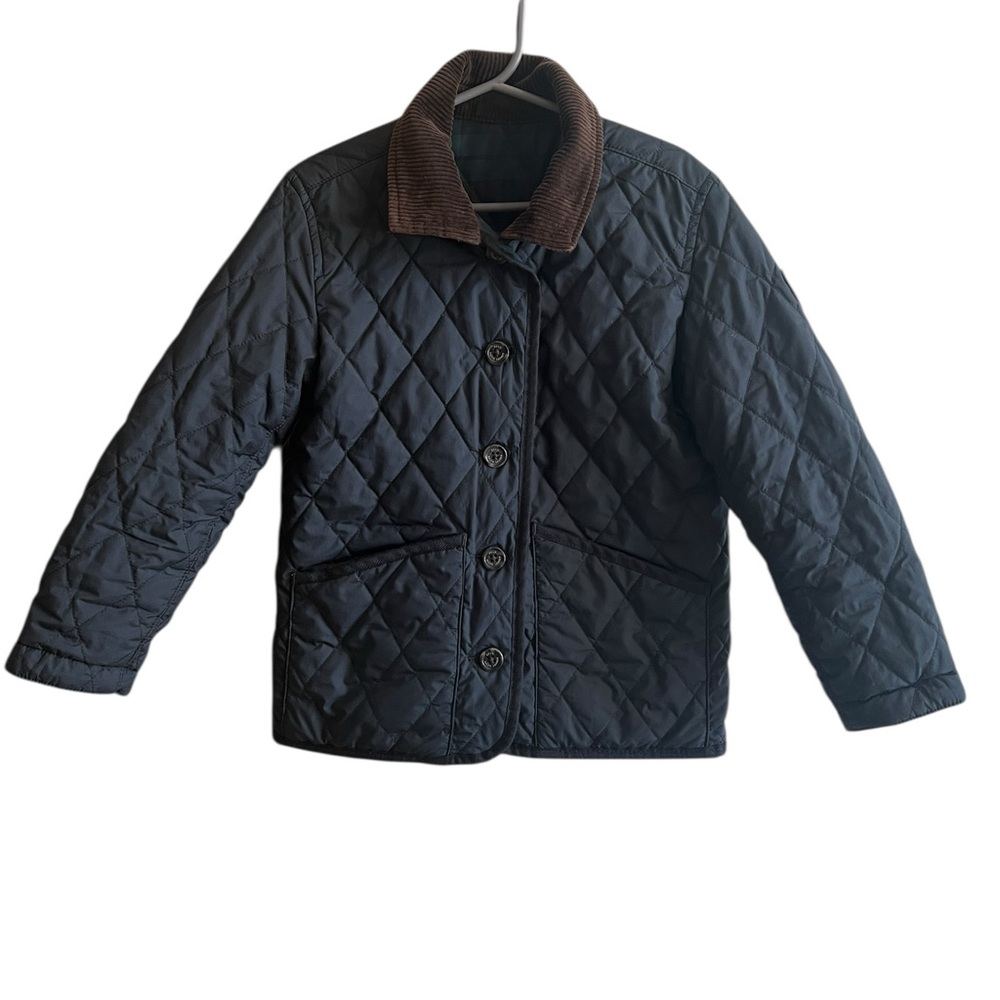 Polo Ralph Lauren Kids Blue and Plaid Reversible Quilted Barn Jacket- Size 5